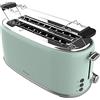 Cecotec Tostapane 4 Fette Toast&Taste 1600 Retro Double Verde, 1630 W, 2 Slot Larghi da 3.8 cm e Lunghi, Acciaio Inossidabile, Aste Superiori, Potenza Regolabile, Vassoio Raccoglibriciole