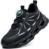 RASEARY Scarpe Antinfortunistiche Uomo Donna Antiscivolo Scarpe da Lavoro Leggere Scarpe da Cantiere con Punta in Acciaio Scarpe Sicurezza,Nero EU 44