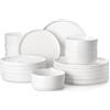 MALACASA Servizio di Piatti in Porcellana per 6 Persone, Set di Piatti 18 Pezzi con Piatti Piani ∅ 26 cm, Piatti da Dessert ∅ 21 cm e Ciotole per Zuppa da 760 ml, Bianco, Serie LEAH