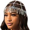 NICENEEDED Copricapo con Cappuccio In Argento con Catena A Testa di Nappa con Strass Colorati, Roaring 20s Crystal Flapper Cap, Gioielli con Testa di Strass Scintillanti Accessori per Capelli