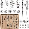 UTMACH 22 Pezzi Timbri in Legno per Scrapbooking - Fiori e Foglie in Gomma - per Disegni, Lettere, Cartoline, Album