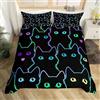 Tabeskly Gatto Carino Sacco Copripiumino Singolo Bambino Piumino Singolo Letto Set Nero 135x200cm