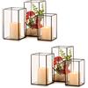 Nuptio Hurricane Portacandele in Vetro: 6 Pezzi Portacandele Trasparenti Pilastro, Lanterne Nere Decorative da Interno Mestiere Natale Centrotavola Soggiorno Sala Pranzo Matrimonio Decorazioni Festa