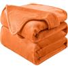 HOZY Coperta Plaid Pile, Coperta Matrimoniale 220 x 240 cm Flanella, Coperta Divano Super Grande Caldo Morbida - Arancione
