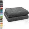 ZOLLNER 2 teli da bagno - morbidi e assorbenti teli doccia XXL - lavabili a 95°C - cotone - 100x150 cm - graffite