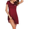 Ekouaer Camicia da Notte Donna Estiva Manica Corta Pigiama da Notte Comodo Nightdress Vestito da Notte Girocollo Rosso XL