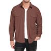 MoFiz Camicia da Uomo in Velluto a Coste Maniche Lunghe Camicia Giacca Casual Button-Down Calda Morbida Camicia Autunno Inverno con Tasche Rosso-Marrone EU M