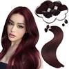 Moresoo Extension Capelli Veri Cheratina Rosso Bordeaux Remy Lisci Cheratina per Extension Capelli Veri Umani Vino Rosso Intenso #99J 60 cm 50g 50 Ciocche