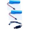PRIMUZ Confezione Da 2 Batterie Ricaricabili ICR18650 Da 3,7 V 2200 MAh Con Spina E Cavo Di Ricarica SM 2P