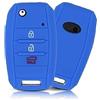 Car Passion Cover Guscio Chiave Compatibile Con Kia CEE'D CEED Sorento Sportage Rio Carens Soul Venga Niro Silicone Gomma 3 Tasti Portachiavi Custodia Morbido Protezione Telecomando Auto (blu)
