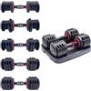 MADICKS Coppia di manubri regolabili per palestra e casa da 1.8 a 6.5 kg - Set con 5 livelli di peso e base salvaspazio inclusa - Home Gym Ideale per l'allenamento a casa [1.8 kg, 3 kg, 4 kg, 5.5 kg, 6.5 kg]