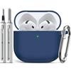 Inesore Compatible with AirPods 4 Case - Navy Blue | Silicone Protective Case Cover for Apple Air Pod 4 (2024/ANC), Unisex Design, with Cleaning Kit