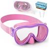 WAVE Occhialini da nuoto per bambini, maschera anti-perdite, con copertura per il naso e fascia in tessuto elastico, protezione UV, per ragazzi e ragazze