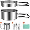 Odoland Pentola da Campeggio in Acciaio Inox, Pentola Pieghevole e Impilabile per Outdoor, Set di Gavetta Scout per Campeggio Escursioni Picnic