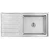 Omeere, Lavello da incasso, 100 x 50 x 21, con grande vasca, 50 x 40 cm, in acciaio inox 304, spessore materiale 0,9 mm, lavello da cucina, angolare, 1 vasca, scolapiatti R20 (scolapiatti sinistro,