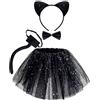 Spooktacular Creations Black Cat costume per bambini con tutu, fascia, collana e coda, kit cosplay per ragazza, festa di Halloween, gioco Ruoli a scuola