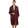 Beokeuioe Vestaglia da uomo con tasche, camicia da notte in raso + pantaloni da sonno, pigiama leggero da uomo, set di pigiameria da sauna loungewear, Vino, 3XL