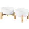 Havniva Set di ciotole doppie rialzate in ceramica con supporto, 2 altezze elevate, ciotole per cibo e acqua, per cani di razza giocattolo, gatti, gattini, piatti ponderati per cani (14 cm, 382,7 g,