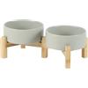 Havniva Set di ciotole doppie rialzate regolabili in ceramica con supporto, 2 altezze elevate, ciotole per cibo e acqua, per cani di razza giocattolo, gatti, gattini, ciotole per cani ponderati (14