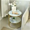 Zouron Tavolino doppio, tavolino per divano, tavolino, tavolino (gambe in ferro placcato oro), stile minimalista, piano in marmo