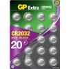 GP CR2032 - Set da 20 | GP Extra | Batterie al Litio a Bottone CR 2032 da 3V - Lunga Durata
