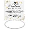 Bramart Bracciale Tennis Idea Regalo Compleanno Donna con Pietre di Zirconia Cubica per lei Finitura in Oro Bianco Argento 925 Natale - Cofanetto con DEDICA incluso. (Buon Compleanno 5)