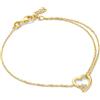 MIORE Bracciale Donna Argento Sterling 925 Placcato Oro 18K, Braccialetto a Cuore, Zircone e Cuore su Catenina da 19 cm (con Estensione da 2 cm) Gioielli Made in Italy, con Custodia Portagioie