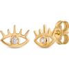 Amberta Orecchini a Bottone Minimal in Oro 9 Carati per Donna: Orecchini Occhio di Allah