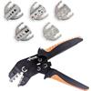KF CPTEC Set di 6 pinze crimpatrici per cavi coassiali, capicorda isolati e non isolati, connettori solari, pinza crimpatrice con ganasce intercambiabili, pinza per capicorda per elettricisti e fai da