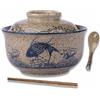 Braozaiw Ceramic Soup Bowl Set da 800 ml Ramen Bowl (bacchette cucchiaio), grandi ciotole giapponesi per noodle Bowls, set tradizionale asiatico, per udon, pasta, pho, soba (pesce)