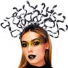 Zoestar Fascia per capelli a forma di serpente Medusa, copricapo da dea greca, cerchietto per capelli di Halloween, accessori per capelli da festa di carnevale per donne (Nero e argento, Taglia unica)