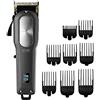Cecotec PrecisionCare Pro Clipper Titanium Go Batteria al litio, Lame in acciaio inossidabile, Autonomia fino a 2 ore, 8 pettini, Regolazione di precisione, Utilizzo con e senza cavo