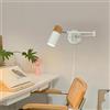 SUNLLOK Moderno Swing Braccio Bianco Lampada da parete con spina, Vintage Corda Rustico Regolabile Paralume, Appeso Lampada Da Parete Industriale Metallo Lettura Decorazione per Soggiorno Bambini
