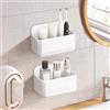 Diesisa 2 Pezzi Mensola Doccia Senza Foratura, Mensole Bagno a Parete, Porta Oggetti Doccia Adesive, Organizer Doccia Asciugatura Rapida, Porta Bagnoschiuma da Doccia per Bagno (Piccolo-Bianco)