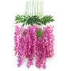 NatureMan Confezione da 12 fiori artificiali da appendere, 1,9 m, glicine ratta ratta da appendere, in seta, per feste di nozze, giardino, decorazione da parete esterna (rosso violaceo)
