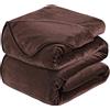 HOZY Plaid Coperta Pile Matrimoniale Antistatica - Super Morbido Coperta leggera e Calda - Adatta per Copriletto Copriletto e Copridivano - Marrone Grande 130x150cm