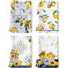Arquiel Set di 4 Strofinacci Cucina Limone 100% Cotone Assorbente Canovacci Cucina Decorazione Regali di Vacanza 48 cm x 70 cm