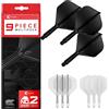 Target Darts K-Flex Integrated Dart Flights And Shafts, Stelo Medio (33 mm), No.2 Flight, Confezione da 9 Pezzi, Rosso, Blu e Verde