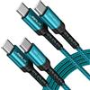 JSAUX 2 cavi USB C a USB C, 2 m + 2 m, 100 W/5 A, cavo di ricarica rapida tessuto compatibile con iPhone 15 Plus/15 Pro Max, Samsung Galaxy S24, S23, A54, MacBook Pro Air, M3, iPad Pro, 2 pezzi