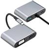 Tsemy Adattatore multiporta HDMI da USB C a VGA, ultra portatile, 4 in 1, USB di tipo C, multiporta 4K, HDMI, VGA, compatibile con MacBook Pro/Dell Xps/Samsung Galaxy (grigio)