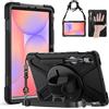 Gerutek Cover per Samsung Galaxy Tab S10 Lite/S10 FE/S9 FE/S9/S8/S7 (10.9/11 Pollici), Custodia Antiurto con Supporto Cavalletto 360°/Cinghia a Mano/Spalla/Portapenne per Galaxy Tab S10 Lite, Nero
