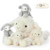 MorisMos Peluche Pecora Bianca con Cuccioli, XXL Realistico Capre Pupazzo Giocattolo di Peluche Animali Grande Morbidosi Kawaii, Carino Regalo Natale per Bambini Ragazza Ragazzo Compleanno (50cm)