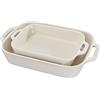STAUB Ceramique - Set di 2 piatti rettangolari in ceramica, 20 x 16 cm e 27 x 20 cm, colore: bianco avorio