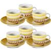 ARCA, Set 6 Tazzine da Caffè Apulia II con Piattino, Realizzate in Porcellana Decorata, Capacità 90 ml, 11x6 cm, Giallo