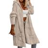 Generic Top Elegante Donna Estivo Cappotto in Peluche Medio Lungo con Cappuccio con Trama Floreale Autunno e Inverno da Donna Maglietta Elegante Donna (Khaki, L)