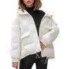 Goolecrimp Donna Inverno Piumino Oversize Caldo Cerniera Colore Solido Piumino Sciolto Casual Antivento Ispessito con Cappuccio Piumino (Bianco,XL)