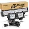 SKYWORLD 20 pollici 51cm 126W Barra Led Fuoristrada con 12V kit di Cablaggio, 2pcs 4 pollici Spot Luci da Lavoro a led Faro Fendinebbia per 4x4 Auto Off Road Camion SUV ATV Veicoli