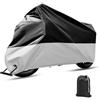 JNNJ Copertura Moto Impermeabile, Universale Impermeabile Moto Telone Copertura, Moto Scooter Anti-Uv Polvere per Esterni, Poliestere Copertura Resistente Polvere per Scooter Motocross(Nero/Argento)