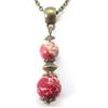 ThurColas Collana da donna con perle di diaspro imperiale rosso e perle tibetane bronzo antico