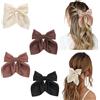 BelleVive 4 pezzi fiocchi per capelli da donna, fermagli per capelli con fiocco, fiocchi per capelli in raso setoso per ragazze, fascia per capelli in colori neutri, graziosi fermagli per donne